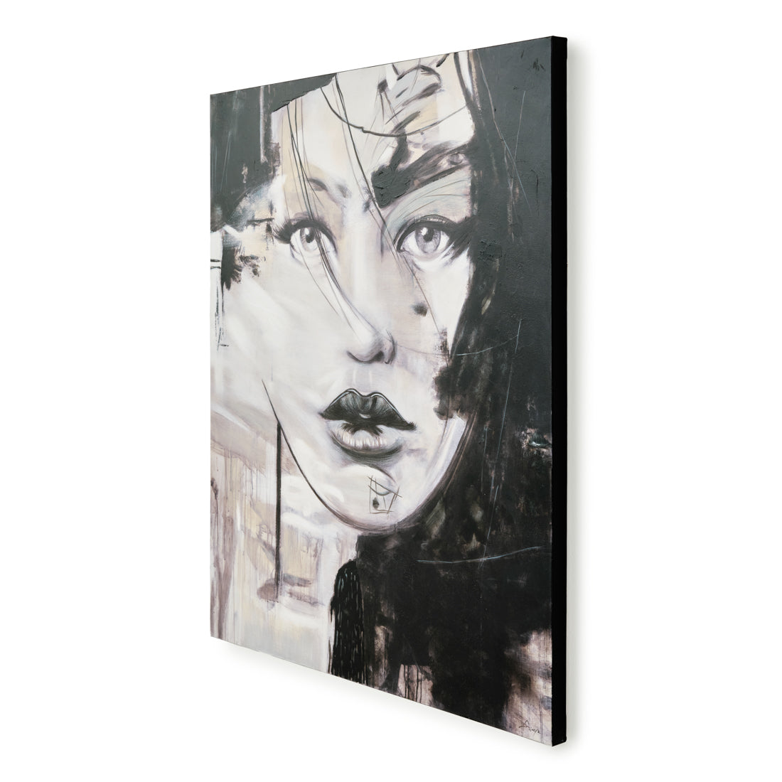 Wasantine Painting on Canvas Black & White