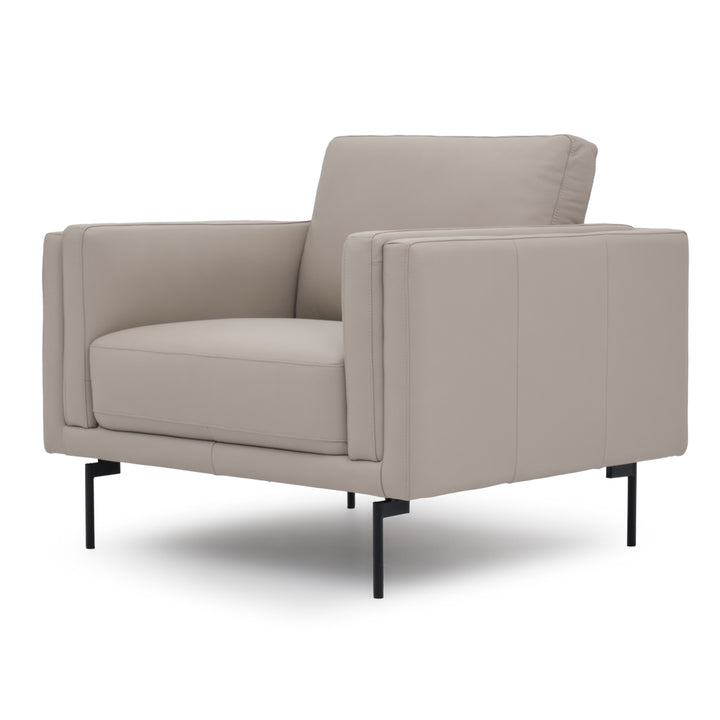 Everly Leather Accent Chair Light Grey