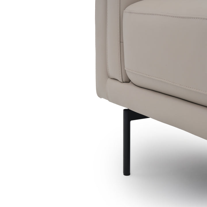 Everly Leather Accent Chair Light Grey