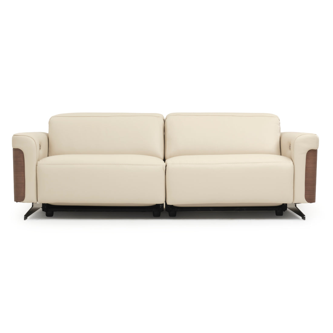 Walida Leather Reclining Sofa Beige