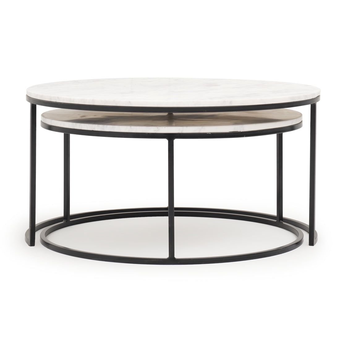 Wamelia Nesting Table Set of 2 Black & White