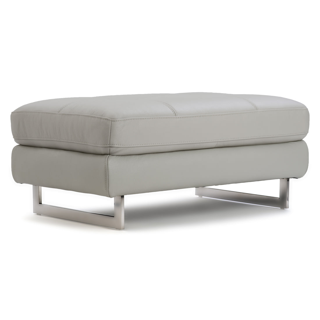 Rockland Leather Ottoman Light Grey