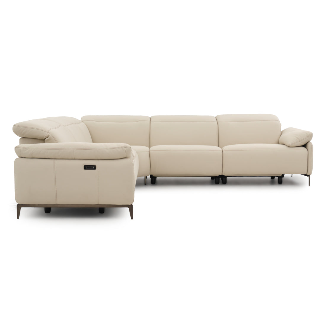 Wakely Leather Sectional Sofa Beige