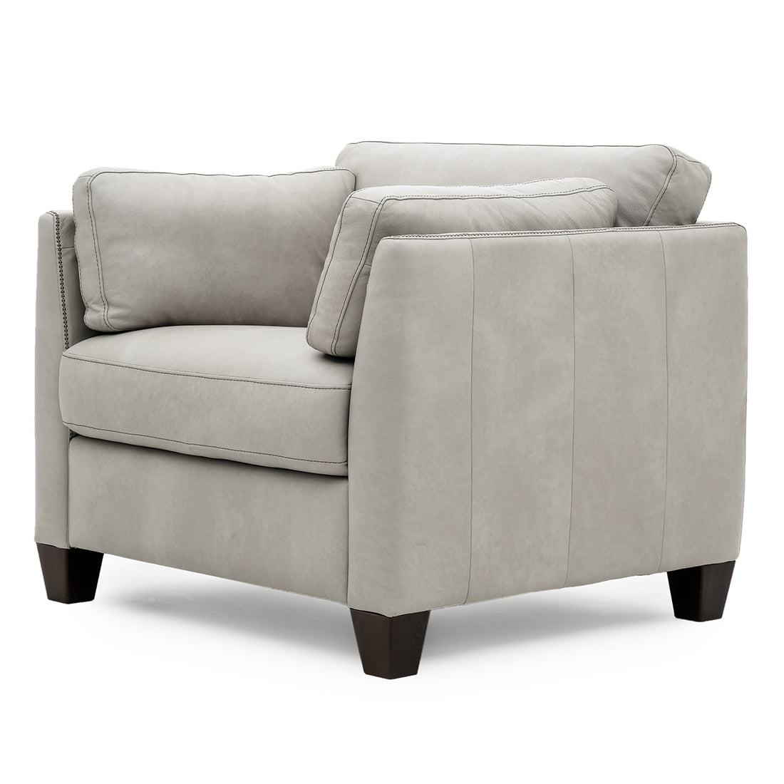 Neal Leather Accent Chair Light Grey