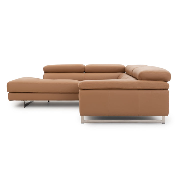 Waller Leather Sectional Sofa Cognac