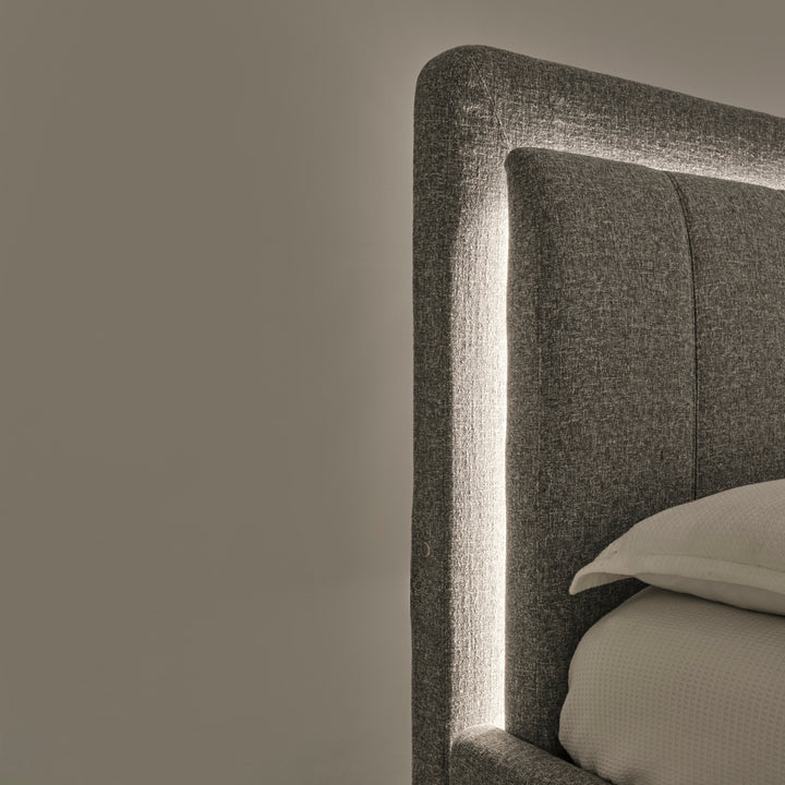 Elisha Fabric King Bed Dark Grey