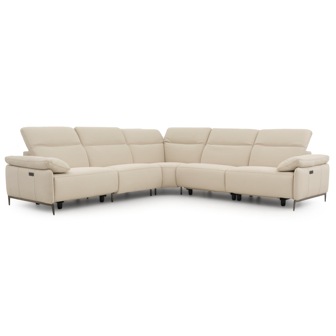 Wakely Leather Sectional Sofa Beige