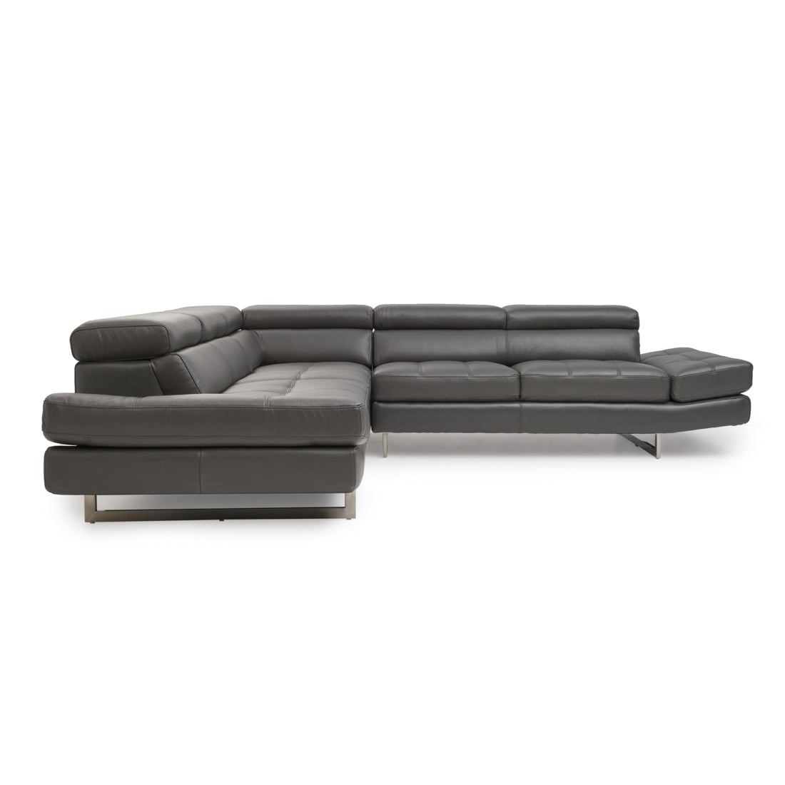 Rockland Leather Sectional Sofa Dark Grey