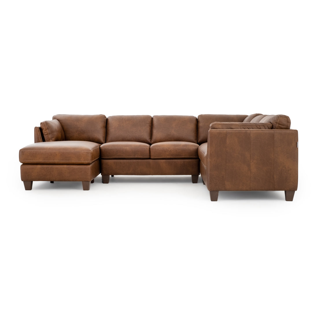 Neal Leather Sectional Sofa Cognac
