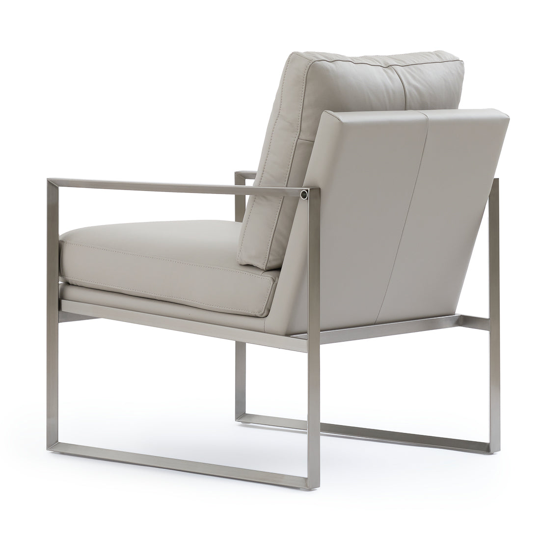 Everton Leather Accent Chair Light Grey