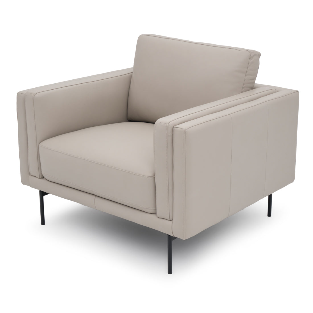 Everly Leather Accent Chair Light Grey