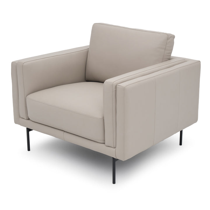 Everly Leather Accent Chair Light Grey