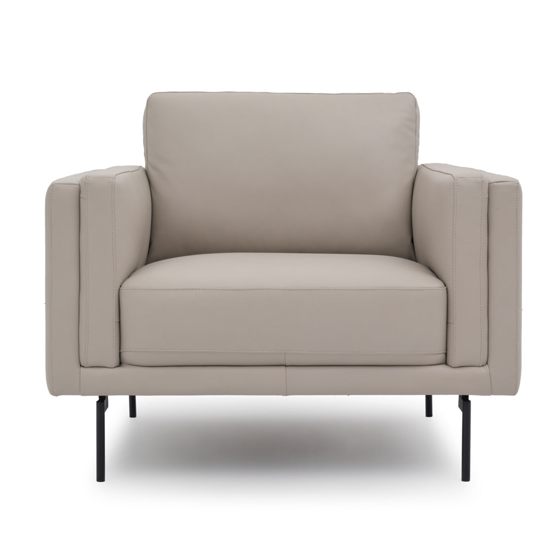 Everly Leather Accent Chair Light Grey