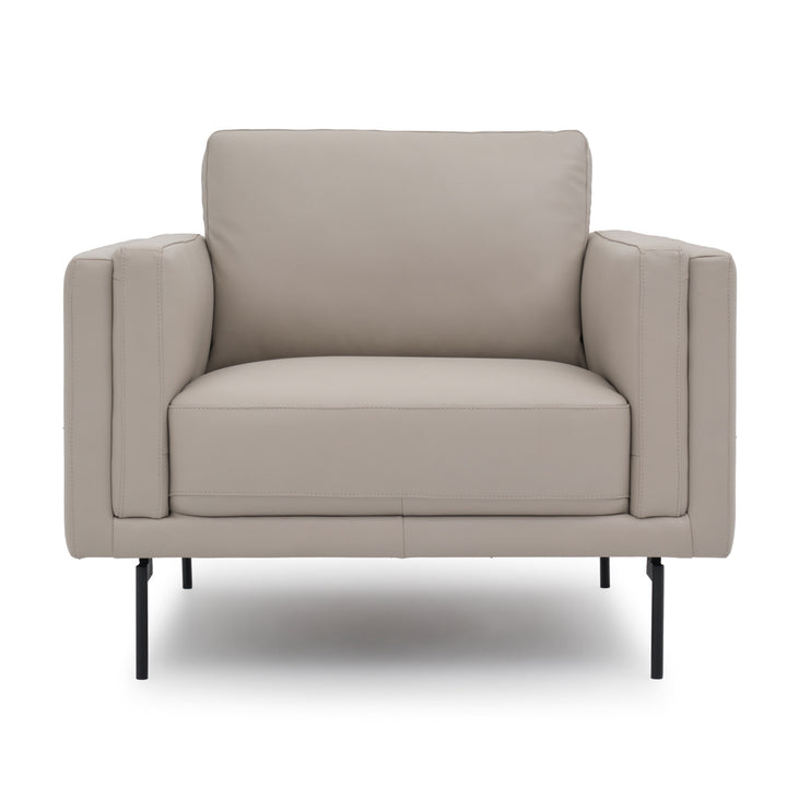 Everly Leather Accent Chair Light Grey
