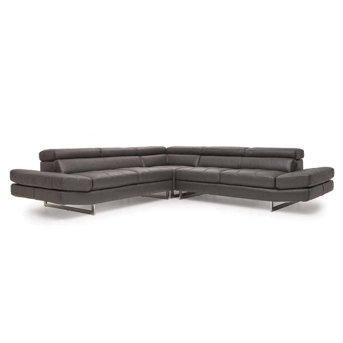 Rockland Leather Sectional Sofa Dark Grey