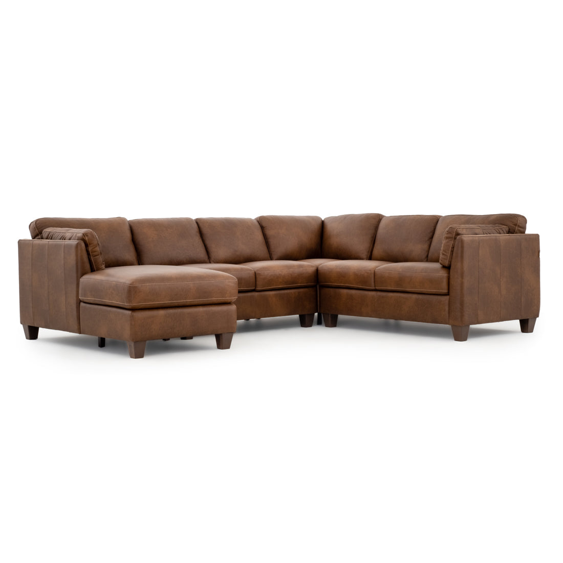 Neal Leather Sectional Sofa Cognac