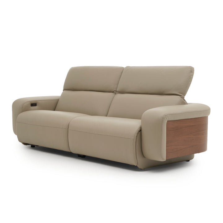 Eltha Leather Reclining Sofa Taupe