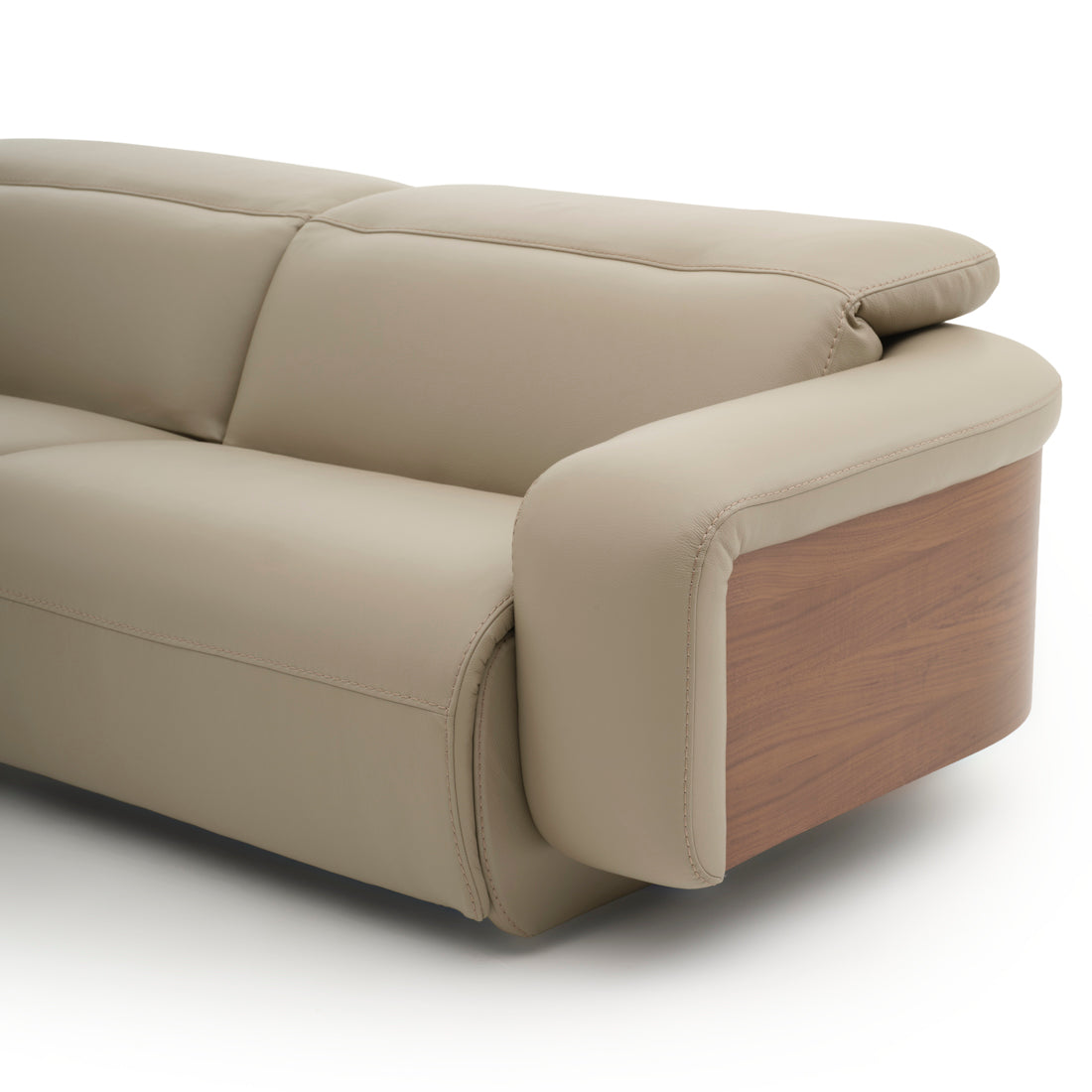 Eltha Leather Reclining Sofa Taupe